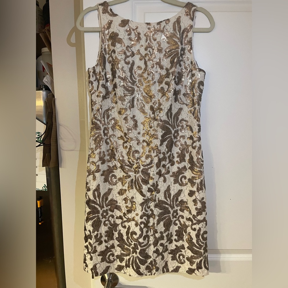 Ralph Lauren Women’s Sequin Cocktail Dress - Ivory and Gold